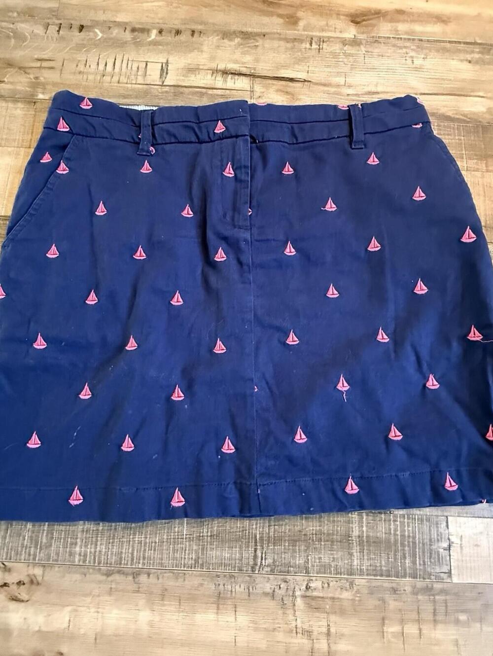 British Khaki‎ Nautical Preppy Sport Short Skirt Navy w/ Pink Pockets Size 8